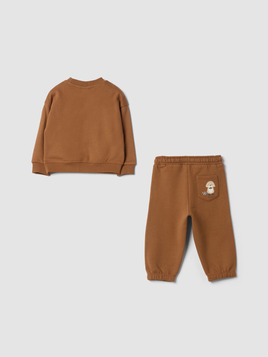 Brown pure cotton oversized jogging set with animal motif_1