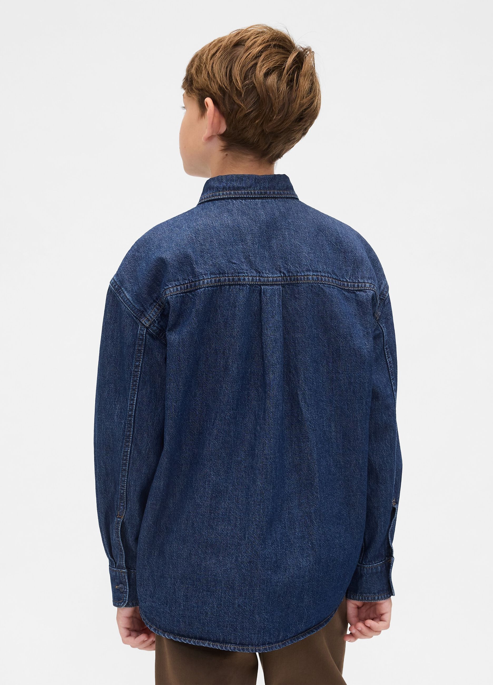 Long-sleeved denim shirt
