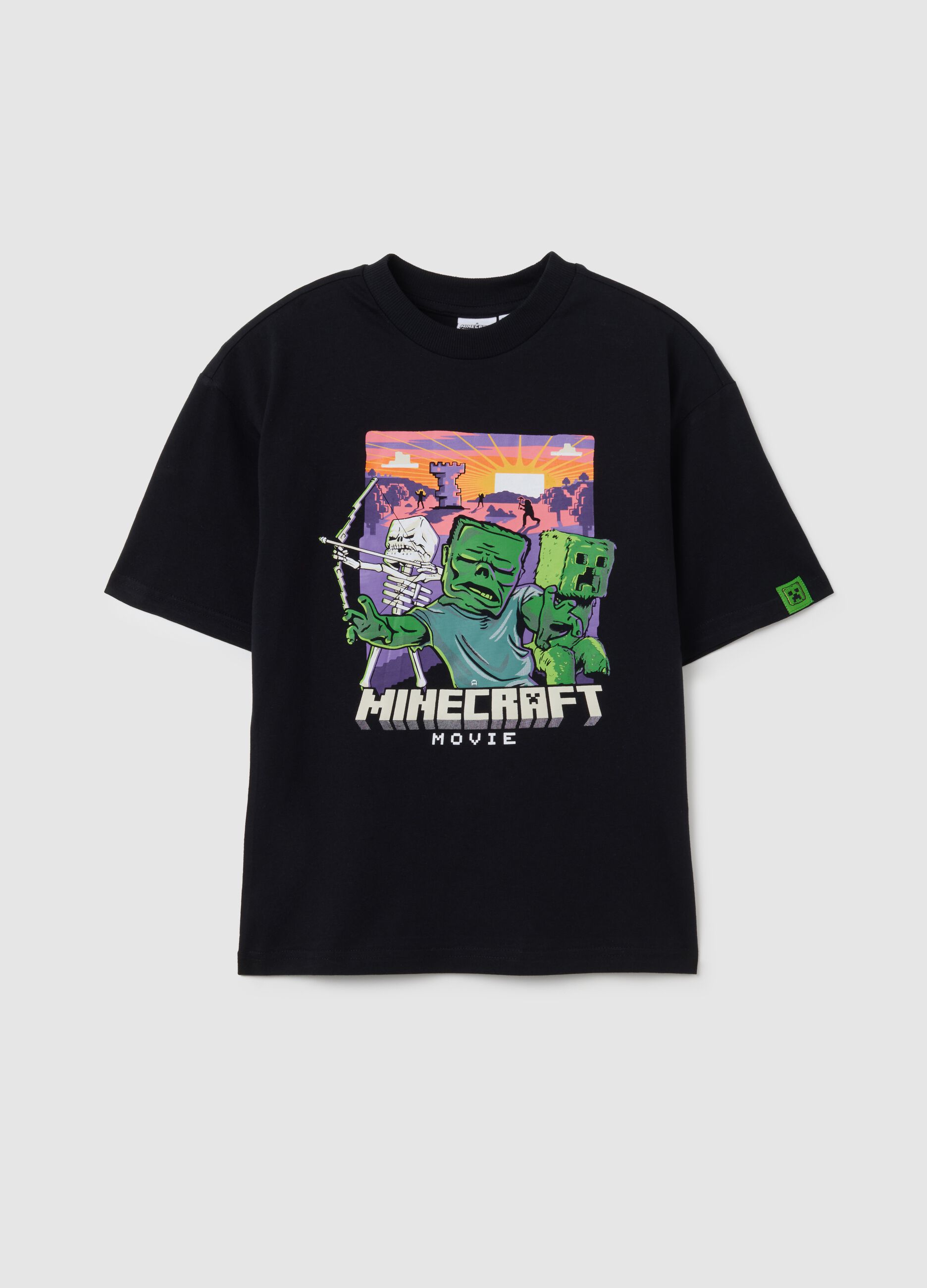 Boys' oversized black pure cotton t-shirt