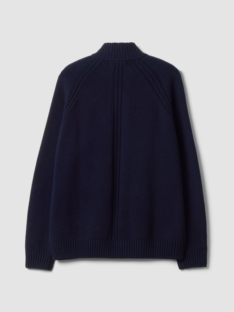 Blue cotton-blend cardigan with collar_6