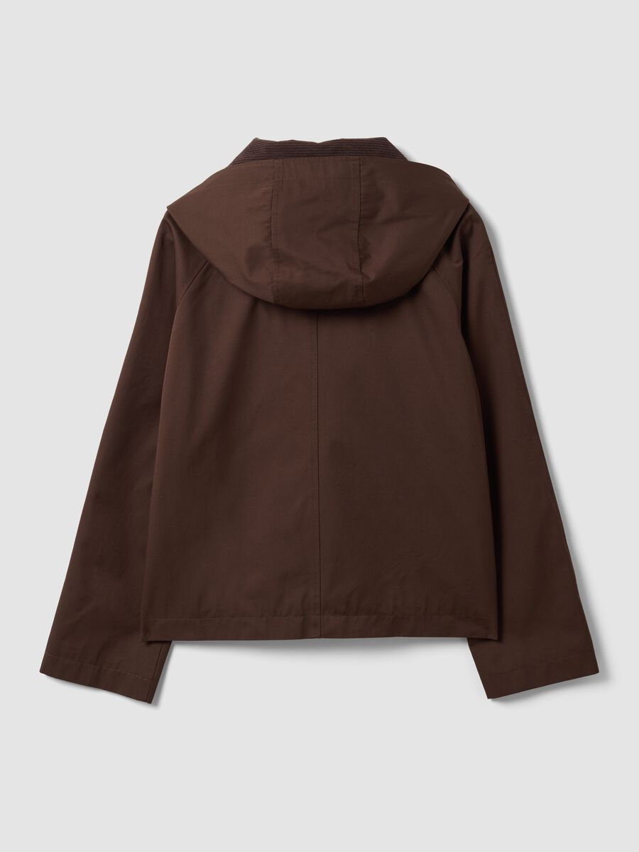 Brown cotton-blend parka jacket with hood and ribbed collar_5