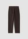 Brown ribbed regular-fit stretch cotton trousers_1