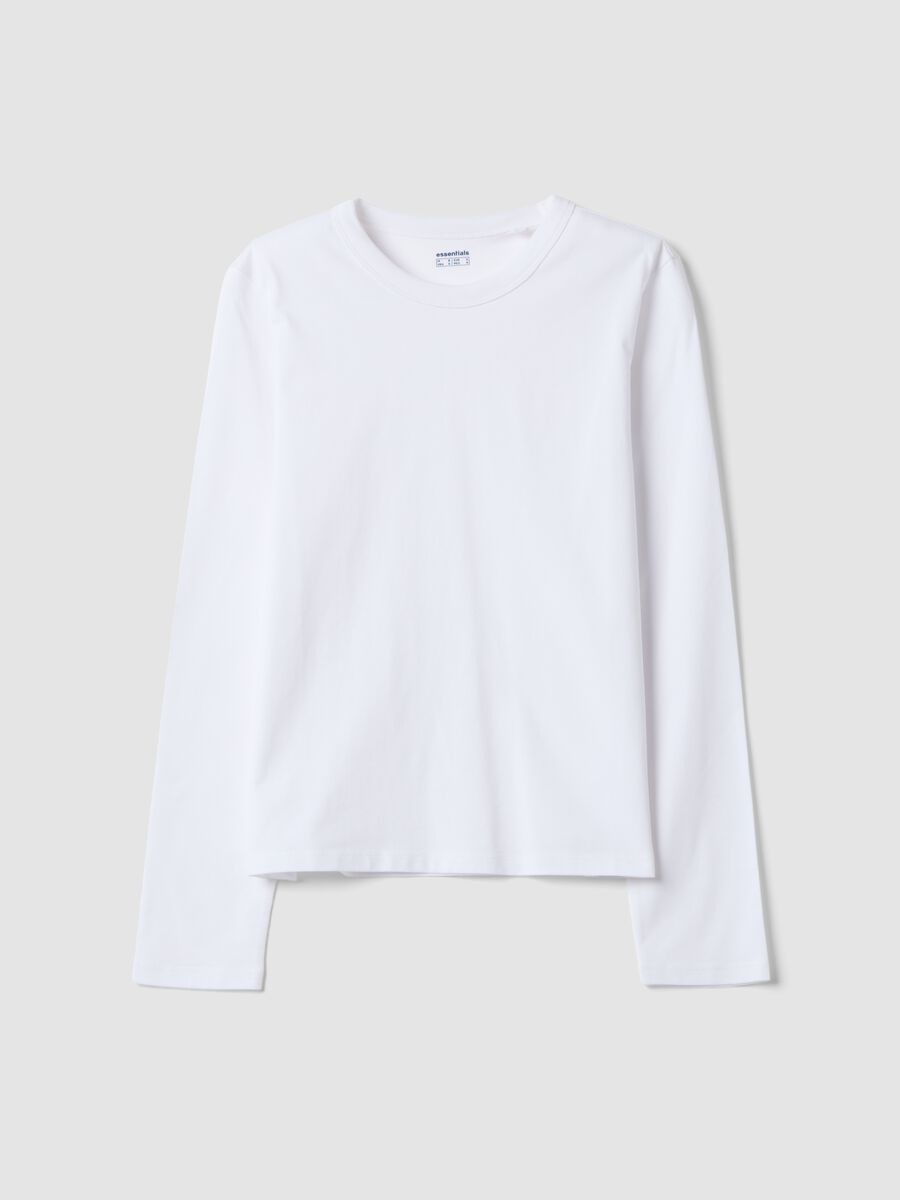 White long-sleeve pure cotton jersey T-shirt, regular fit_4