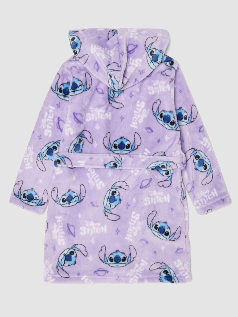 Lilac purple hooded bathrobe with Stitch print_1
