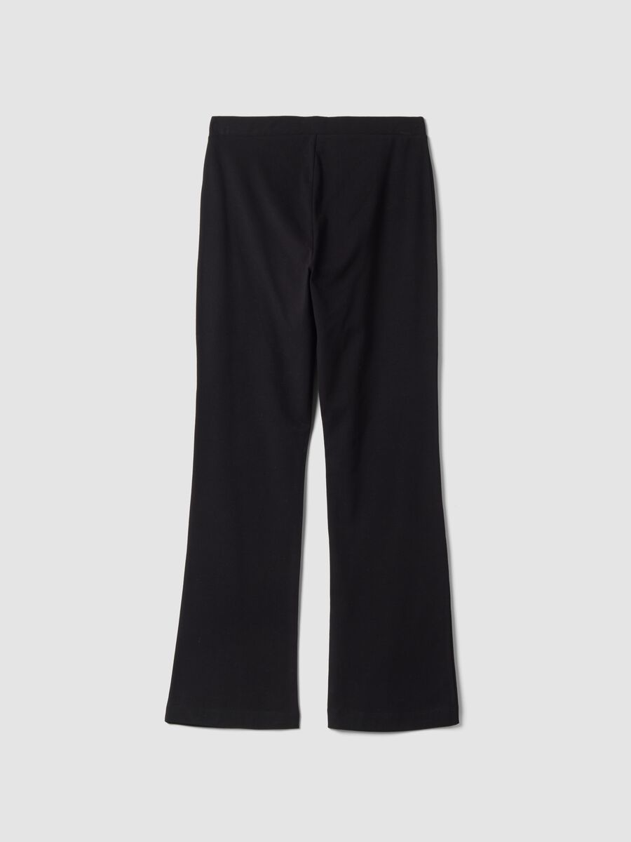 Black flared stretch cotton leggings_2