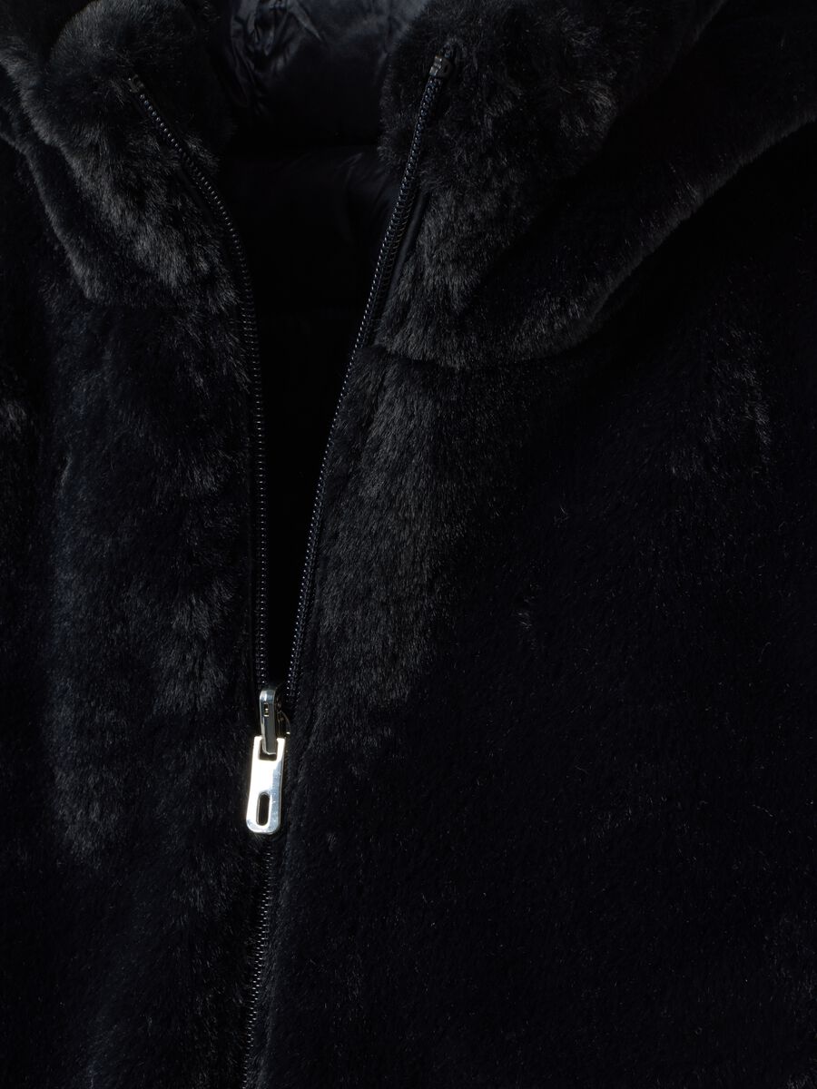 Black reversible padded jacket with hood and zip_2