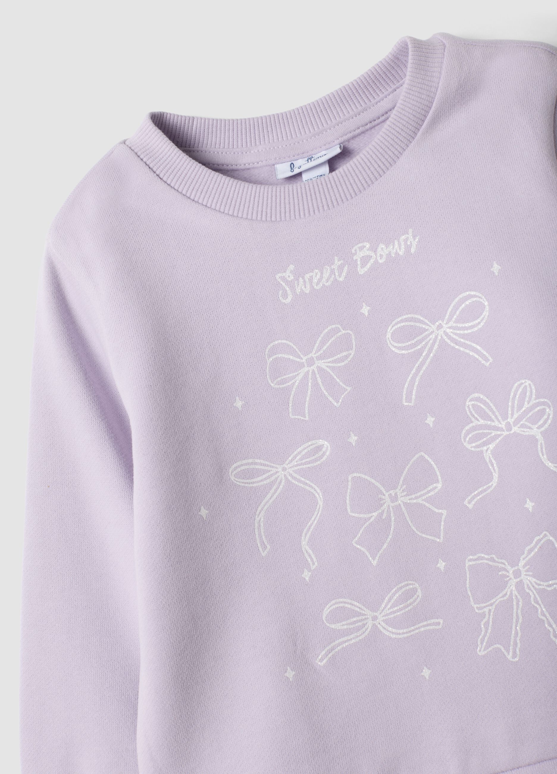 Pink pure cotton set with crew-neck sweatshirt