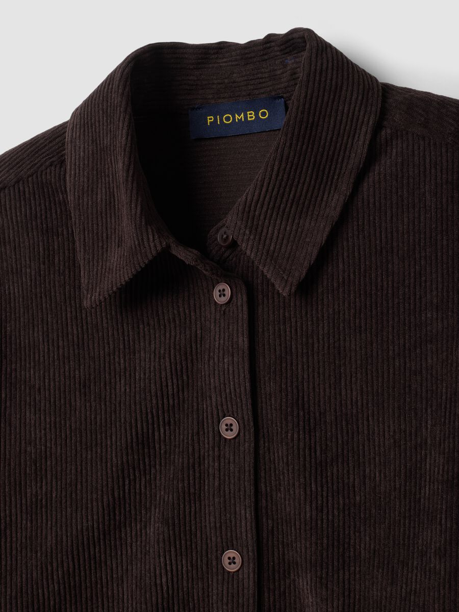 Brown ribbed regular-fit shacket_1