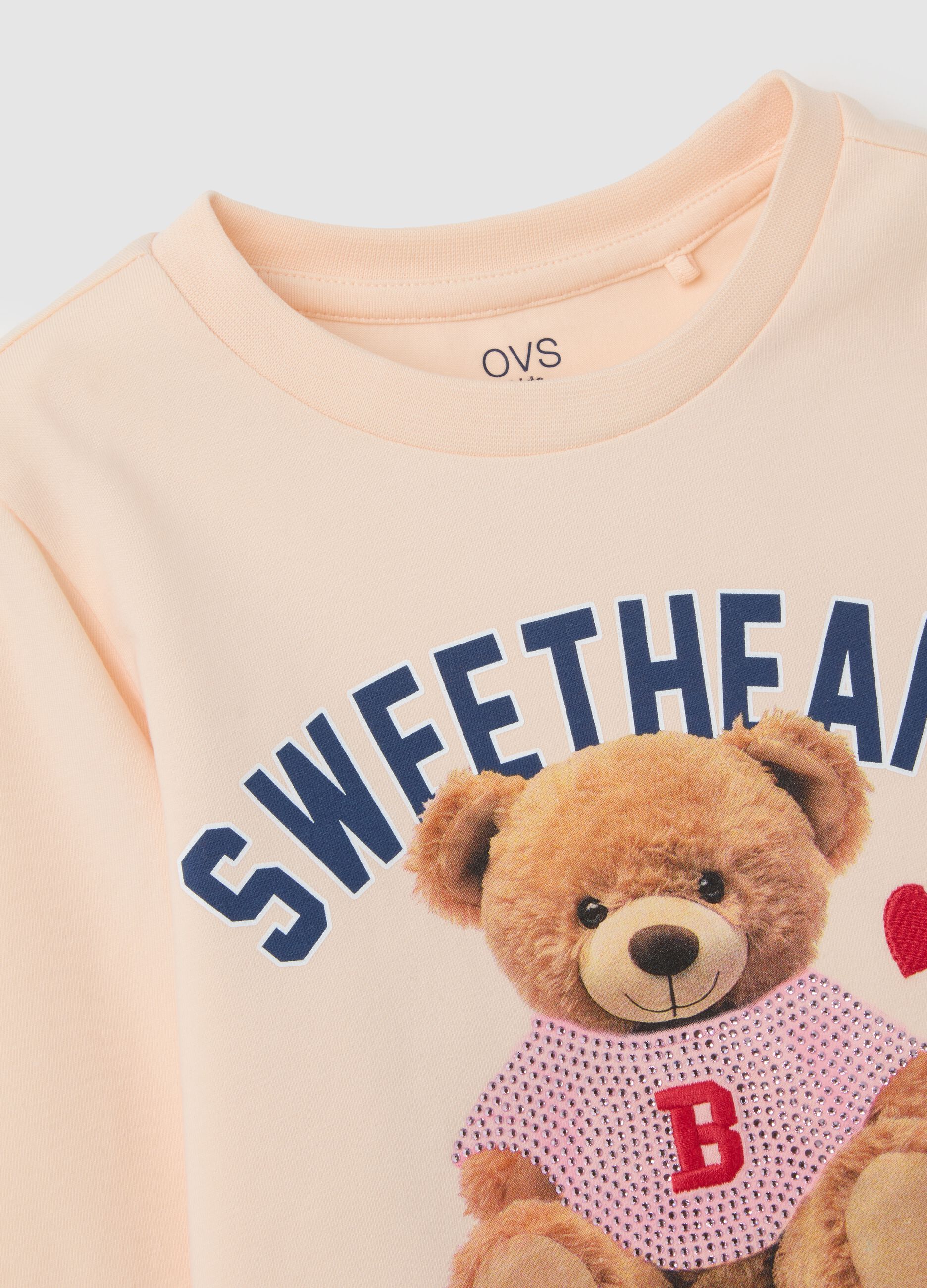 Girls' beige cotton regular fit sweater