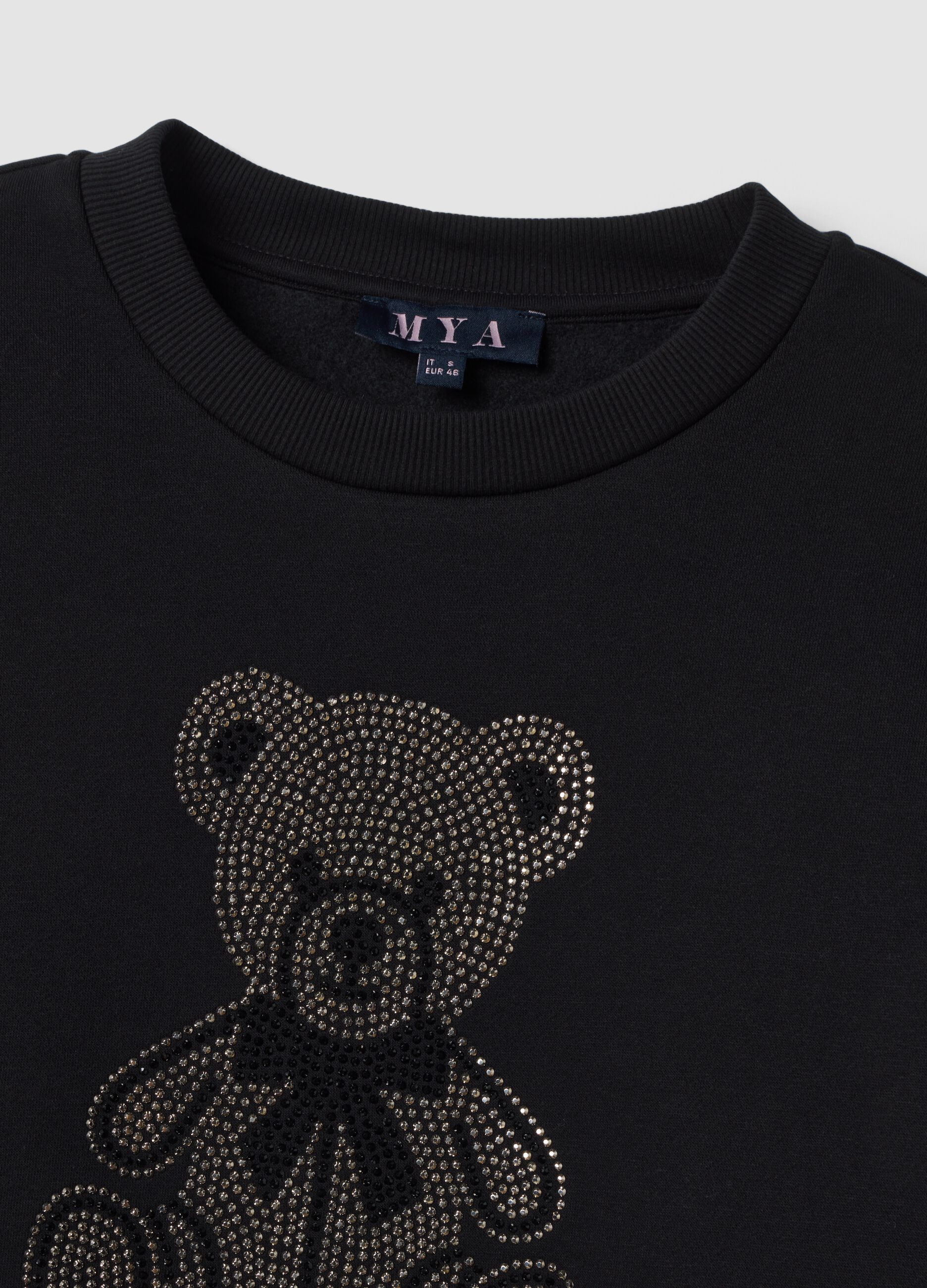 Black cotton-blend crew-neck sweatshirt