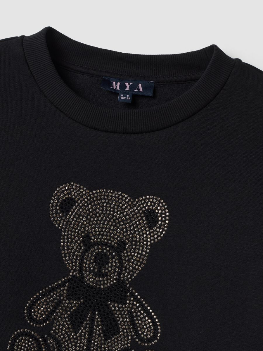 Black cotton-blend crew-neck sweatshirt_1