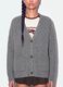 Cardigan grigio in tessuto elasticizzato con scollo profondo a V_2