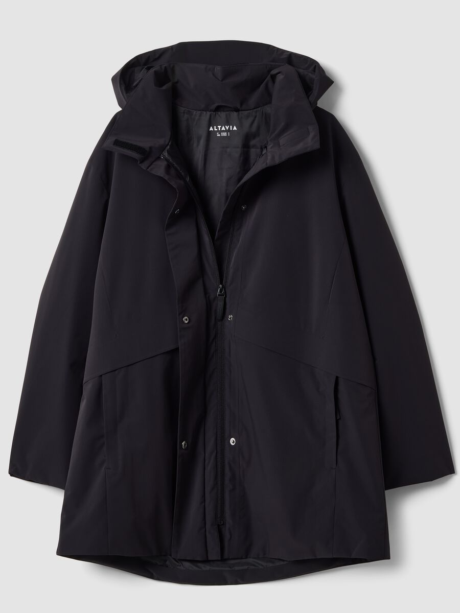 Giacca nera idrorepellente con cappuccio e zip regular fit ALTAVIA STUDIO_6