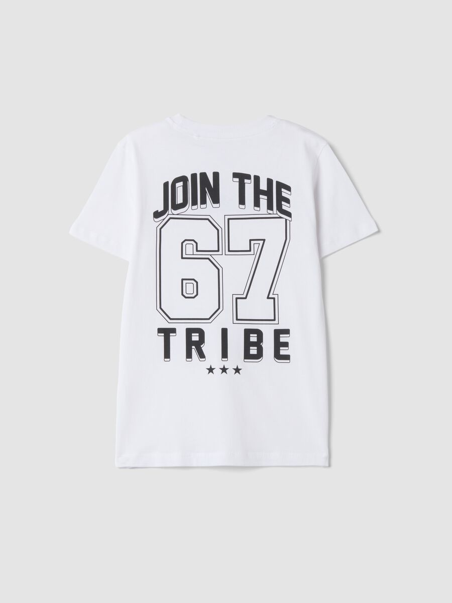 White pure cotton T-shirt with Six Seven prints, regular fit_2
