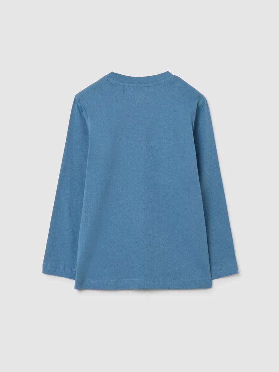 Children's blue cotton T-shirt, regular fit with print_1