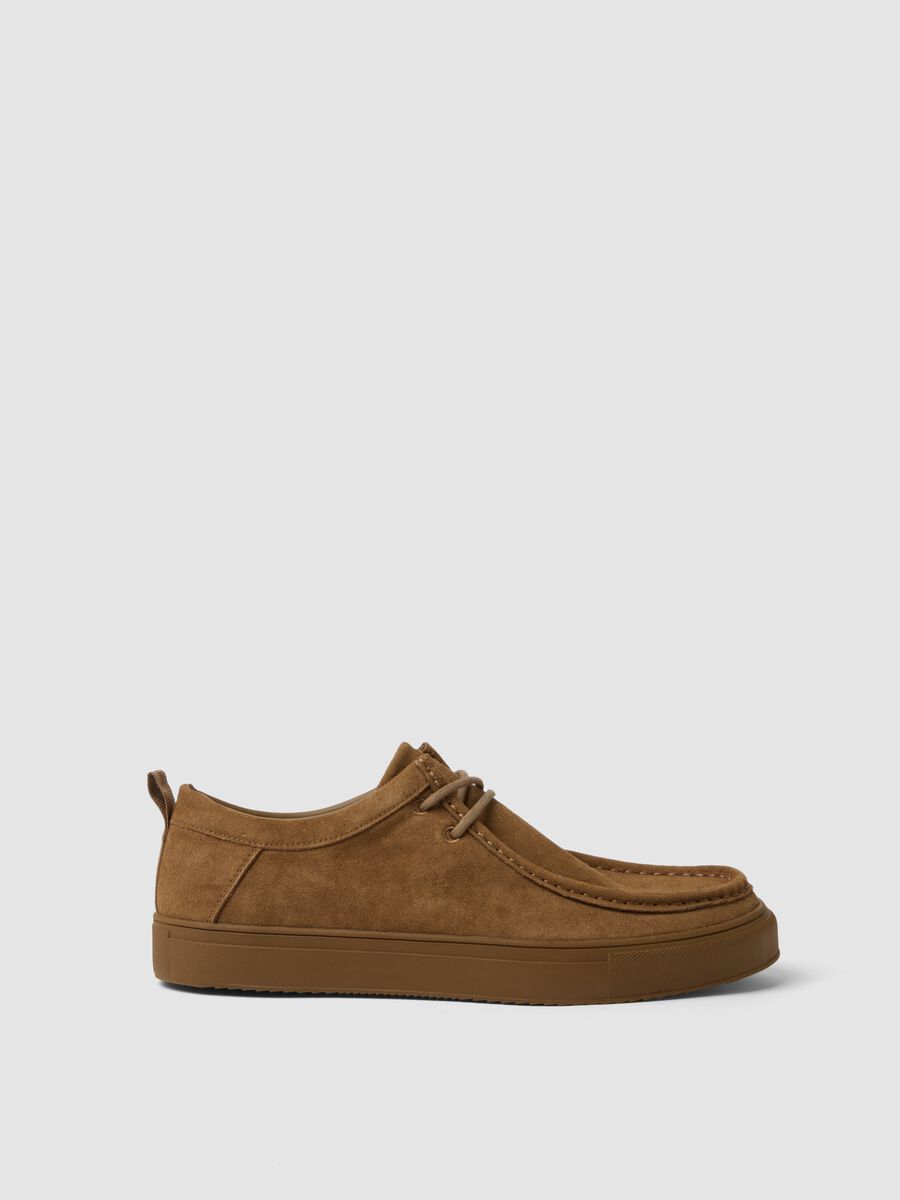 Brown leather classic lace-up shoes_0
