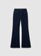 Blue Denim Flare Fit Stretch Cotton Trousers_4