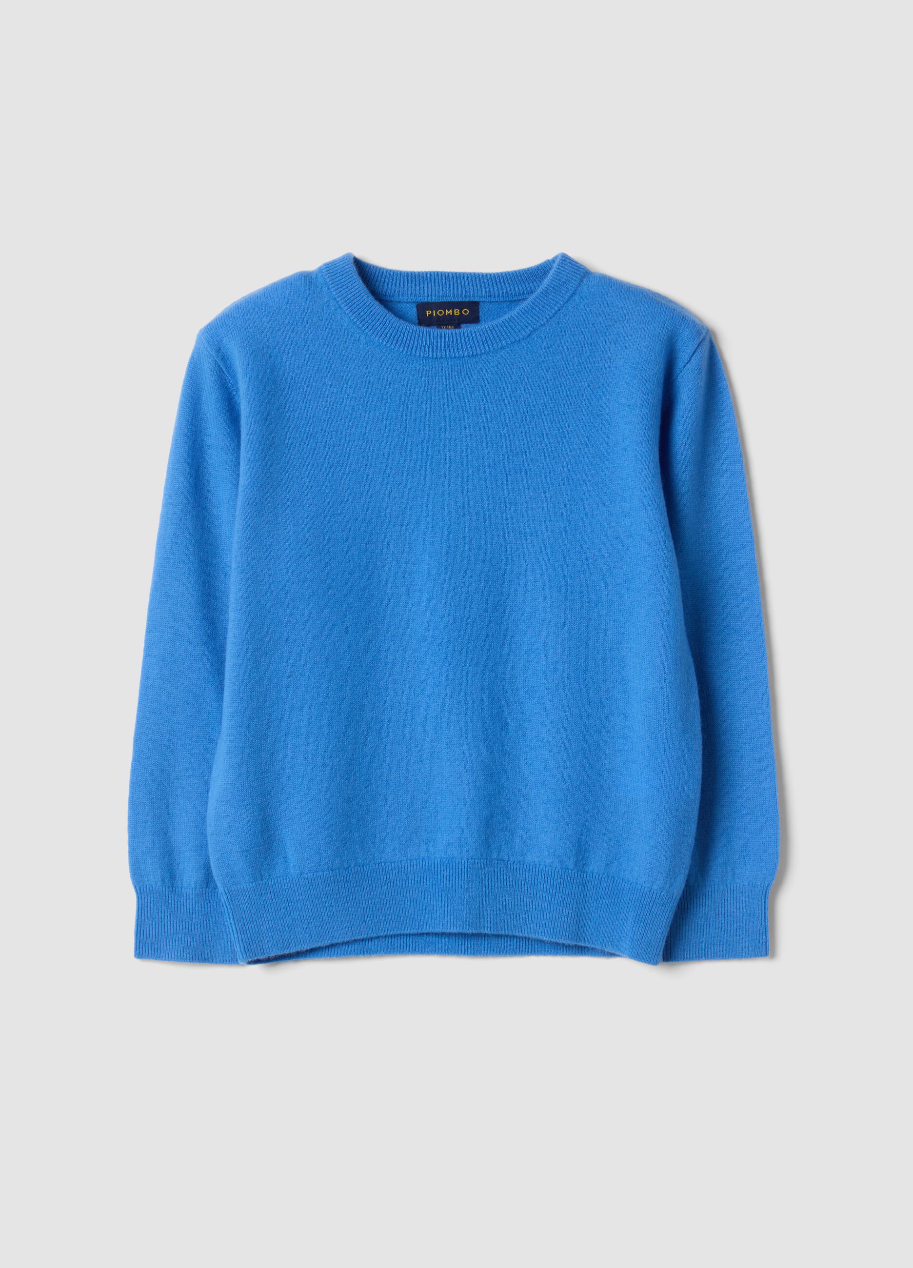 Maglia azzurra in pura lana a maniche lunghe regular fit