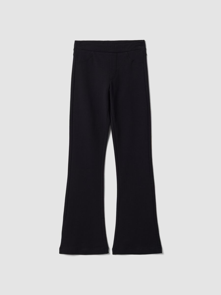 Girls' black slim-fit stretch organic cotton trousers_0