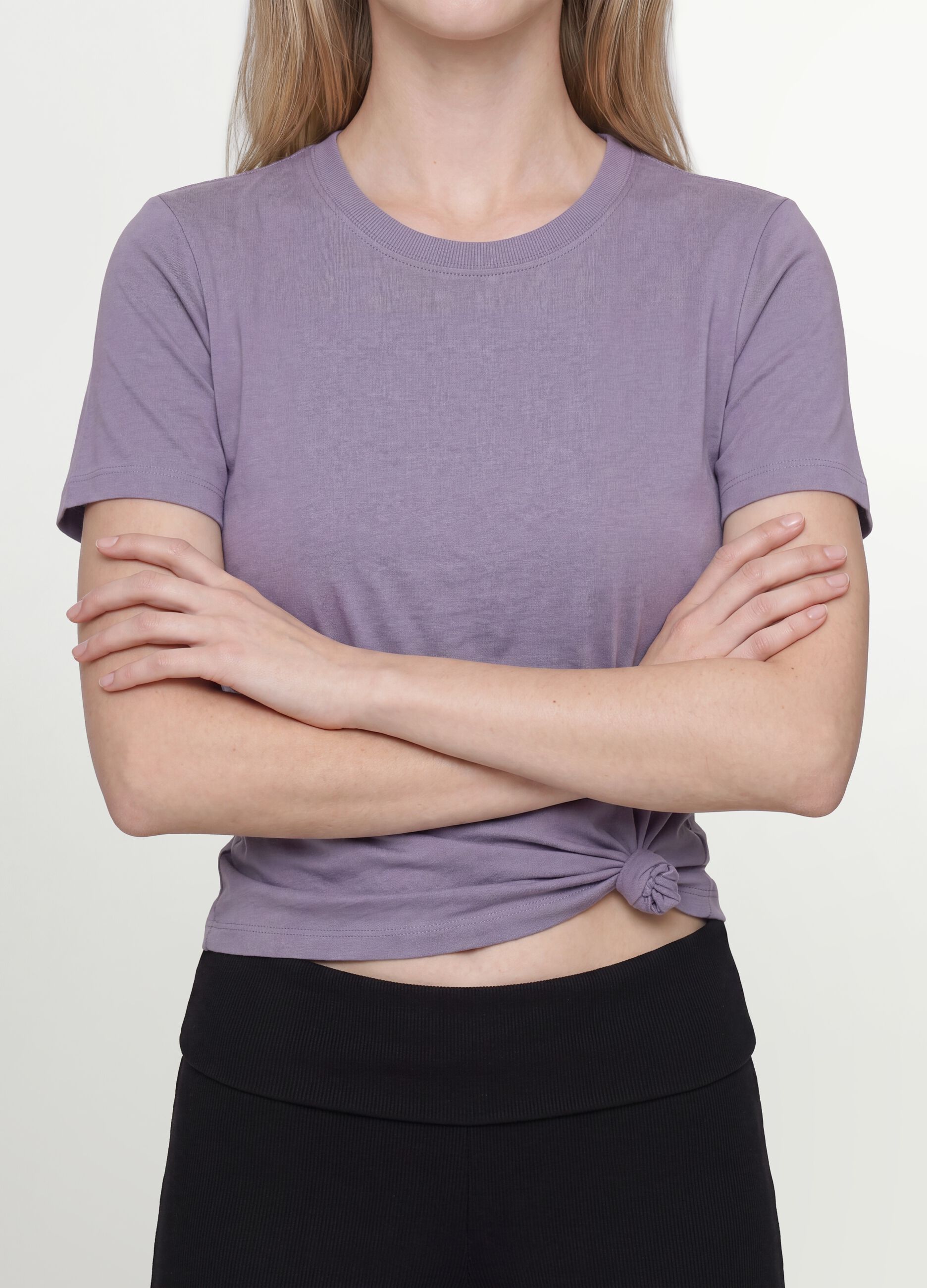 Purple organic cotton crew-neck T-shirt, regular fit