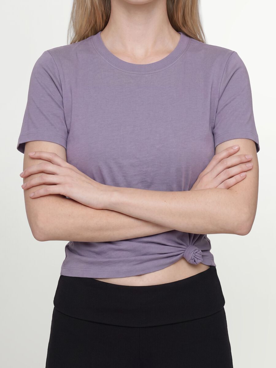 Purple crew-neck T-shirt in pure organic cotton, regular fit_3