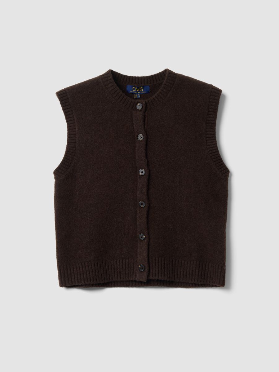 Brown stretch wool crew-neck gilet_4
