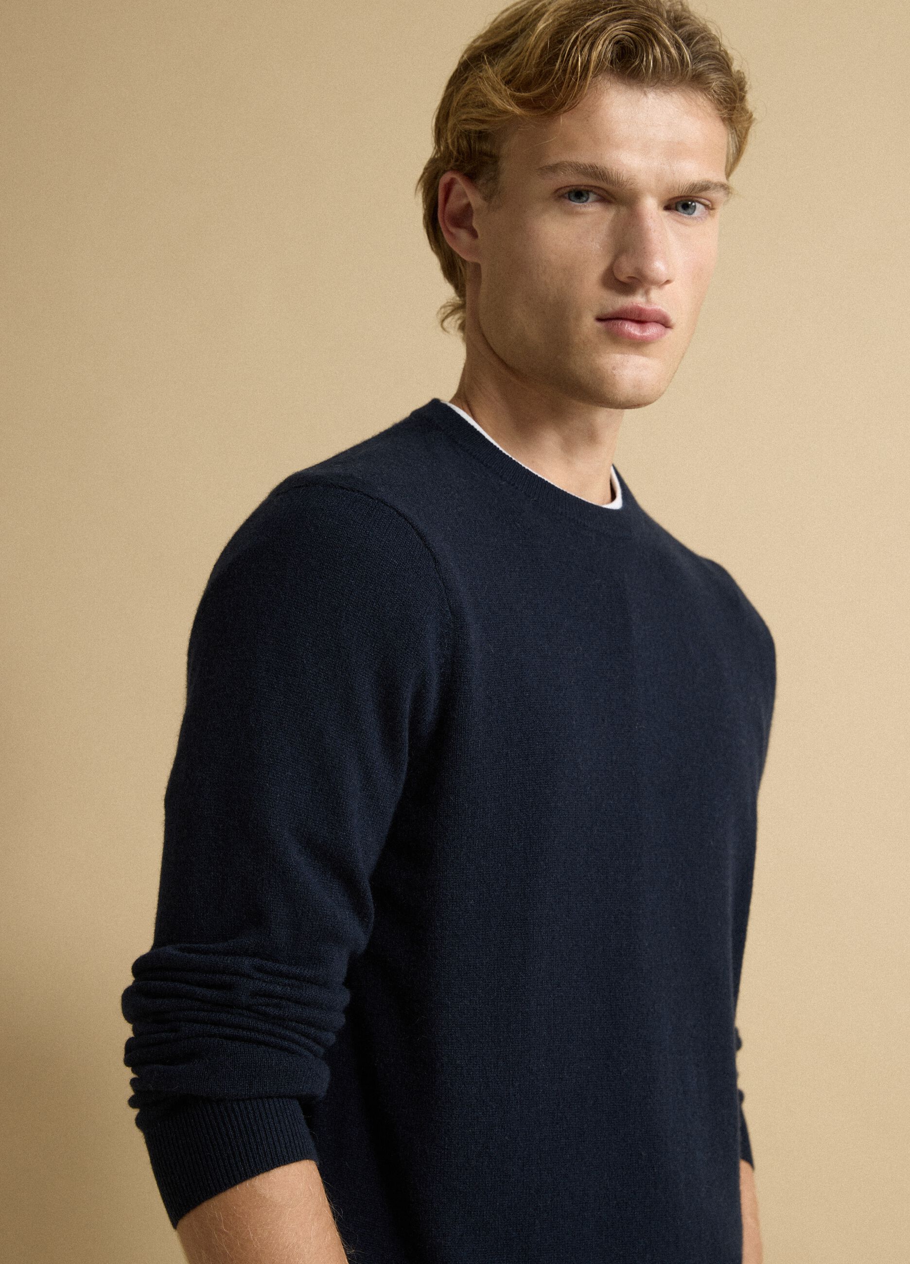Blue pure cashmere regular-fit jumper