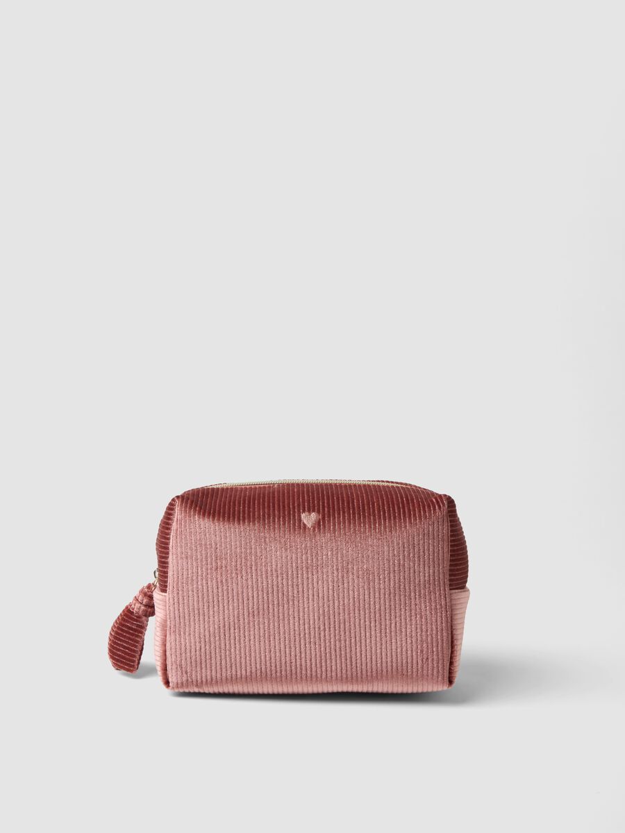 Pink ribbed stretch-fabric beauty case_0