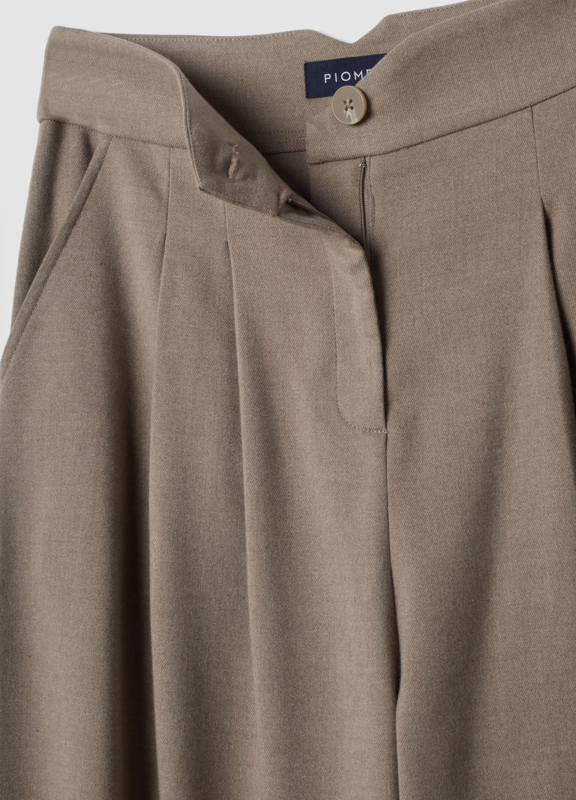 Beige wide-leg trousers in stretch viscose
