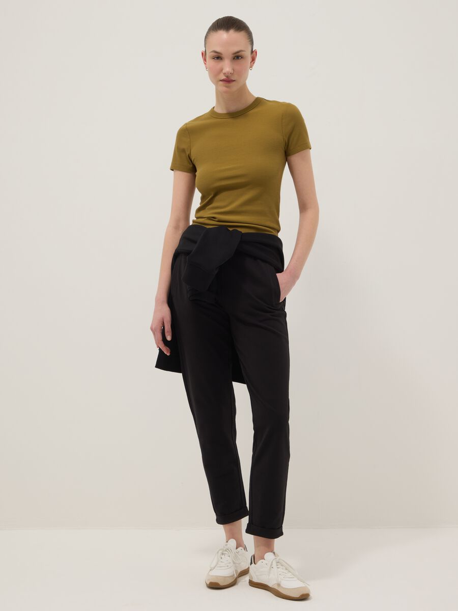 Green fitted short-sleeve stretch cotton T-shirt_2