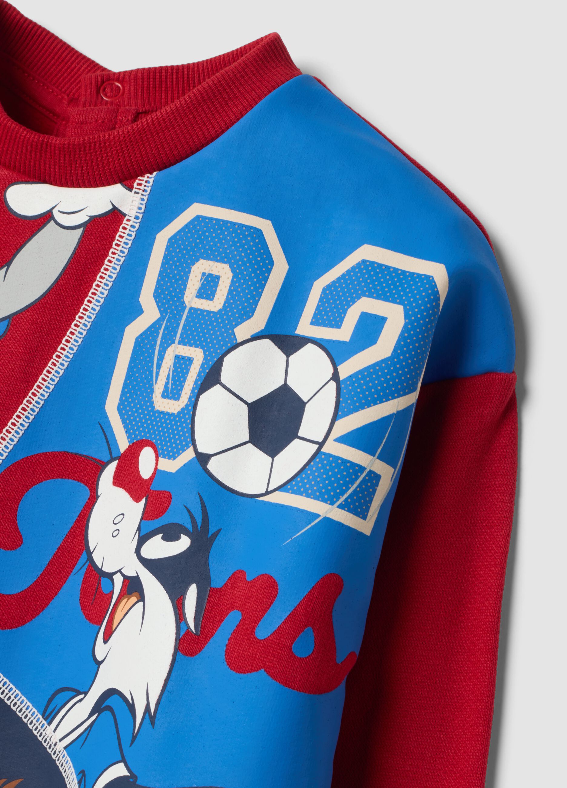 Red organic cotton Looney Tunes print tracksuit