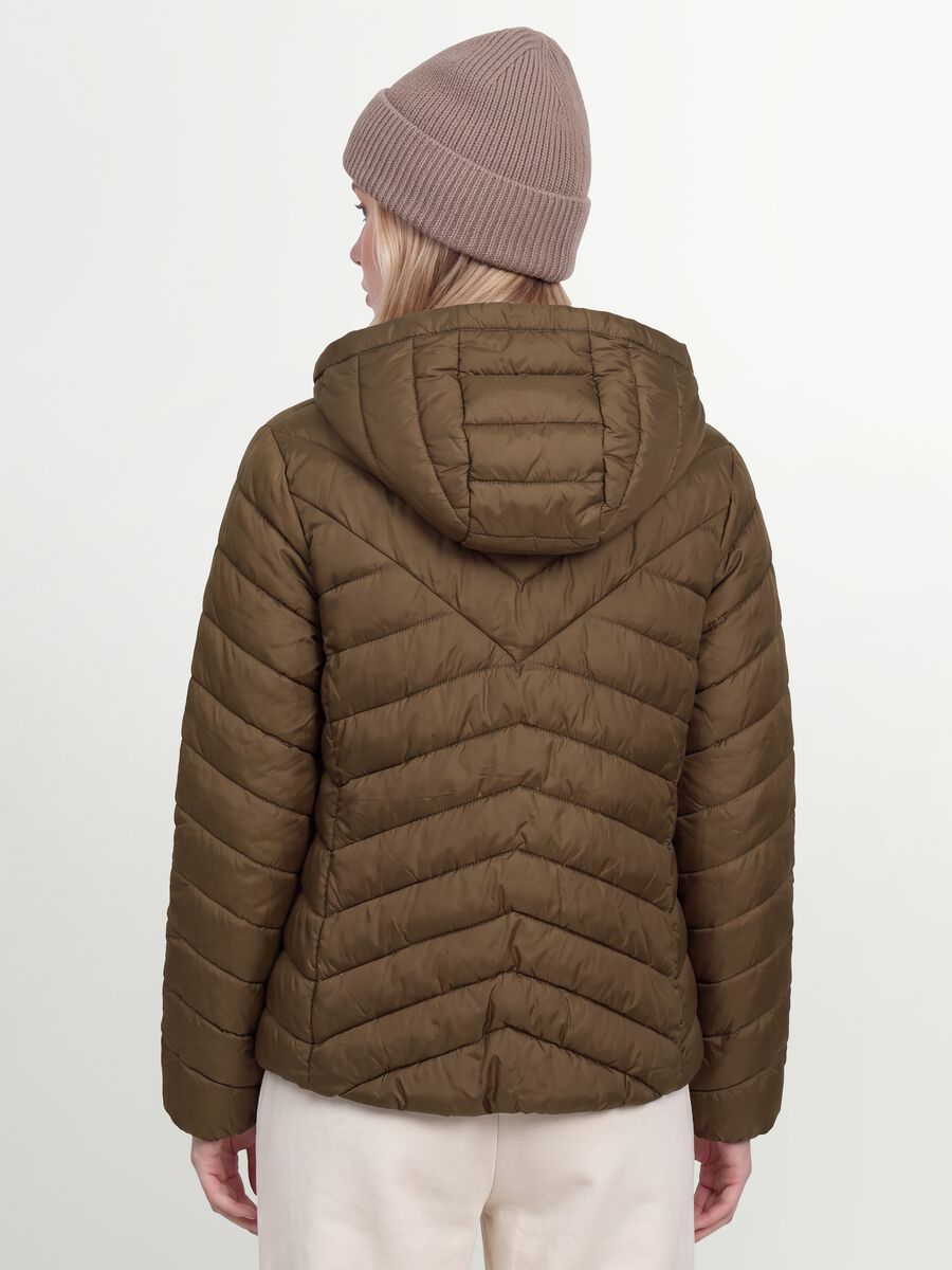 Green Ultralight quilted jacket with hood and zip_2