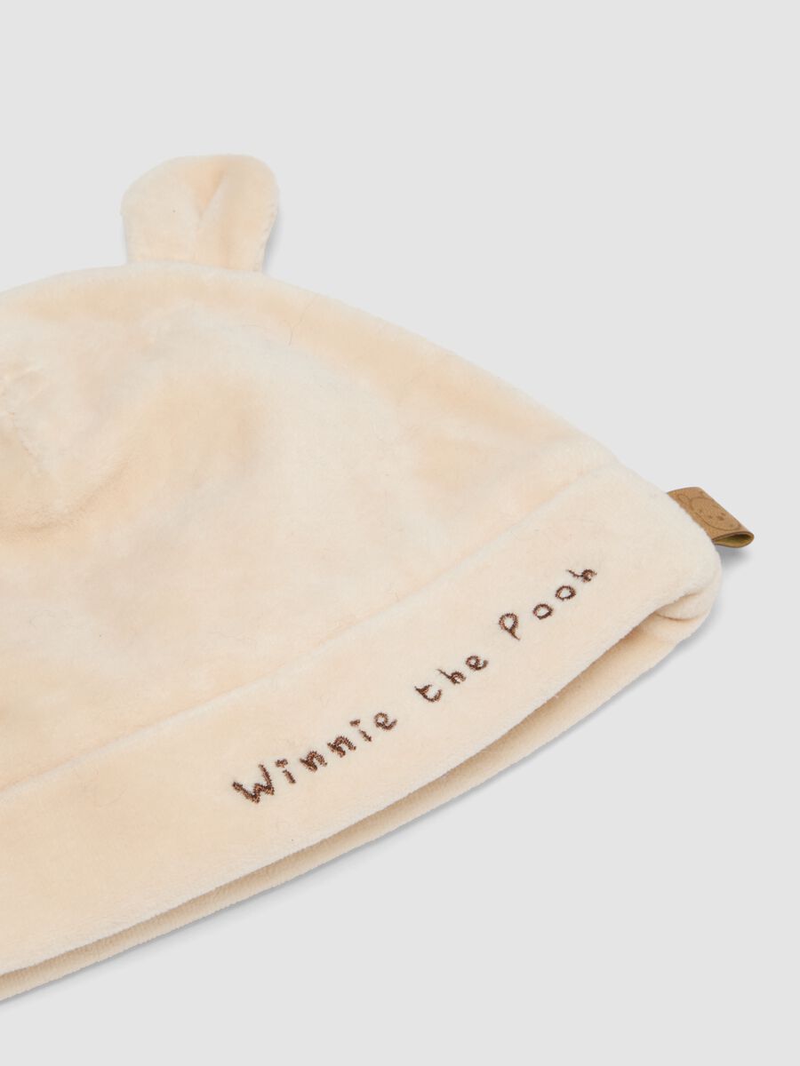 Beige set with hat and booties in pure organic cotton Winnie the Pooh_2
