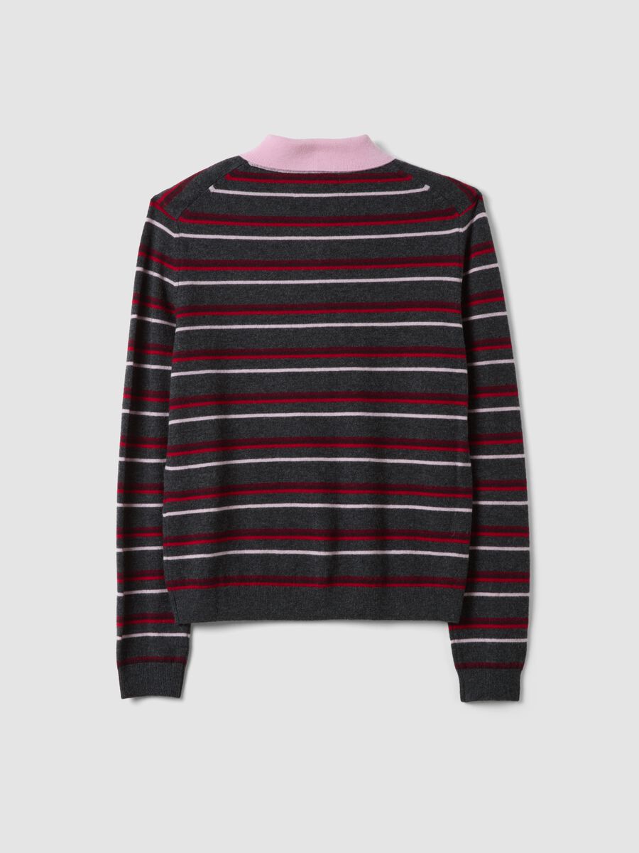 Multicolour pure wool fitted polo-collar jumper_6
