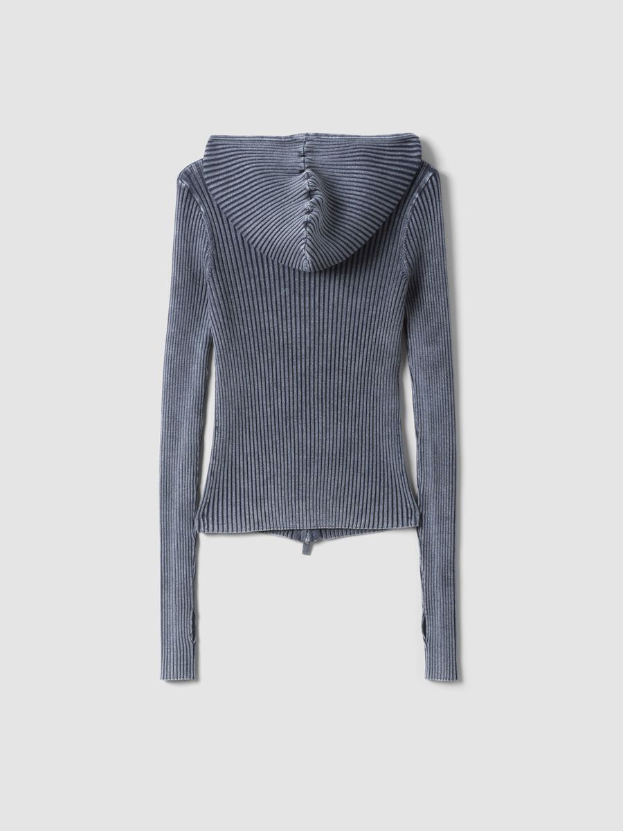 Ribbed Knit Hoodie in Vintage Grey_8