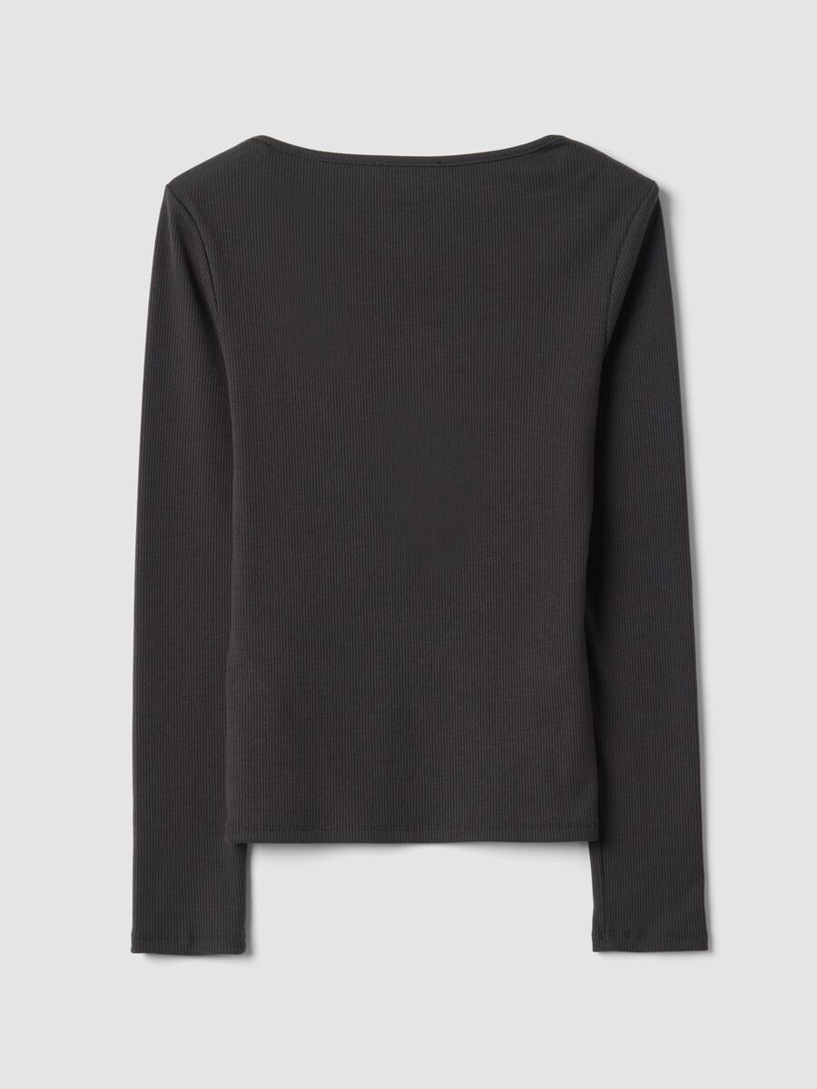 Black stretch viscose crew-neck T-shirt_2