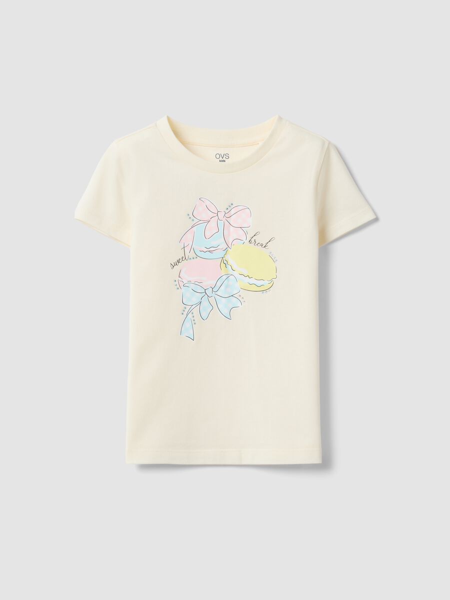 Girls' white pure cotton regular-fit T-shirt with print_0
