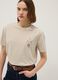 Beige pure cotton short-sleeve T-shirt, regular fit, with print_0