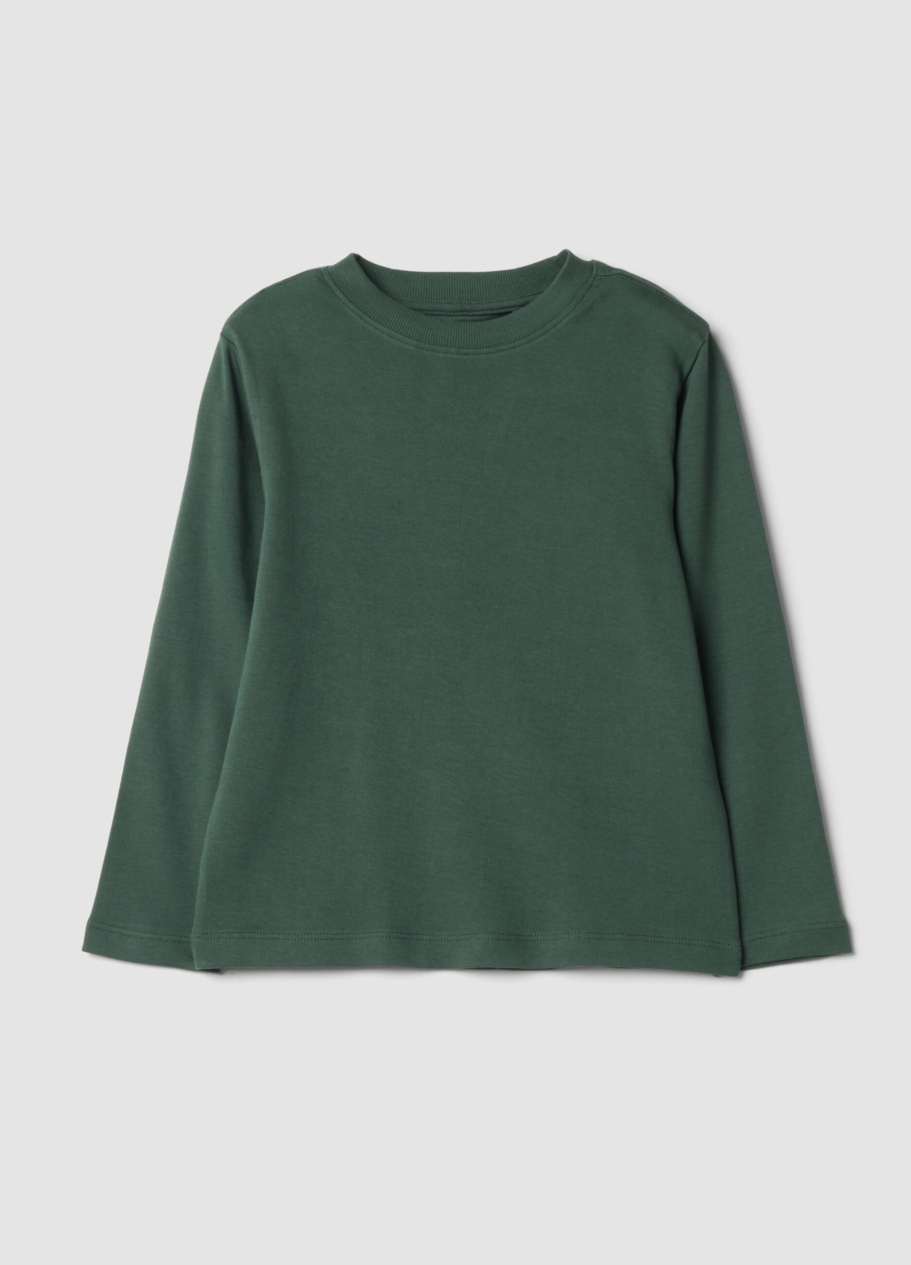 T-shirt verde in puro cotone organico con girocollo