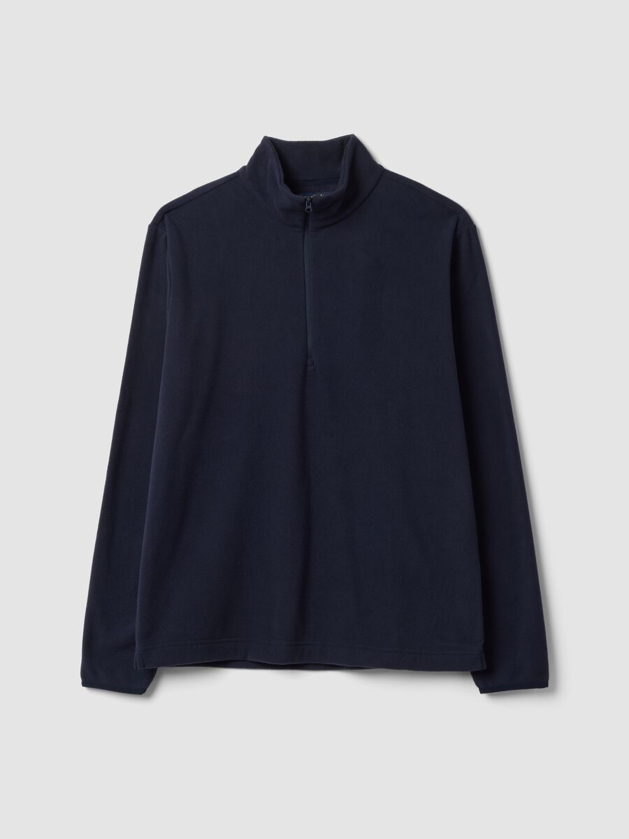 Blue regular-fit half-zip fleece sweatshirt_0