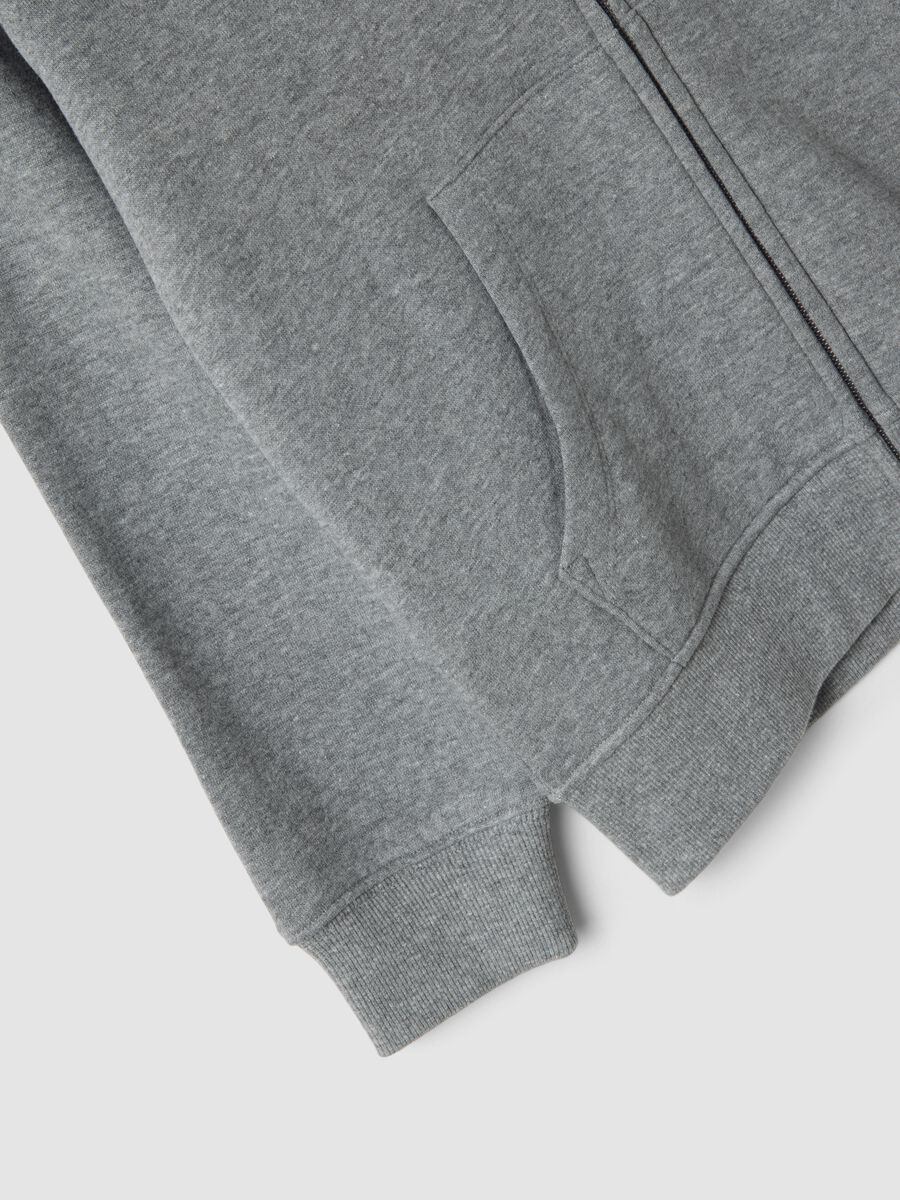 Grey marl sweatshirt in pure organic cotton with crew neck_3