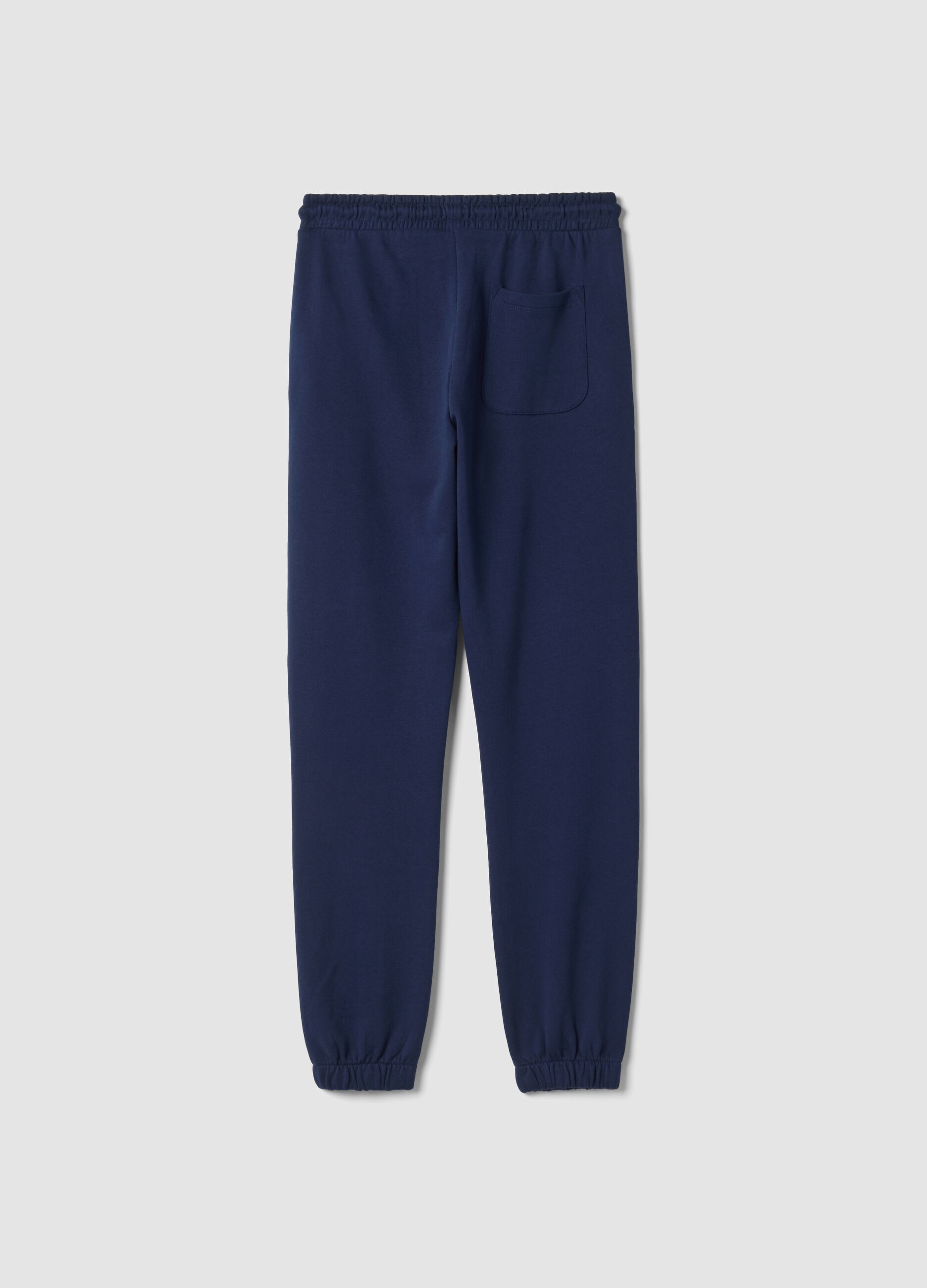 Jogger blu in puro cotone stile college regular fit