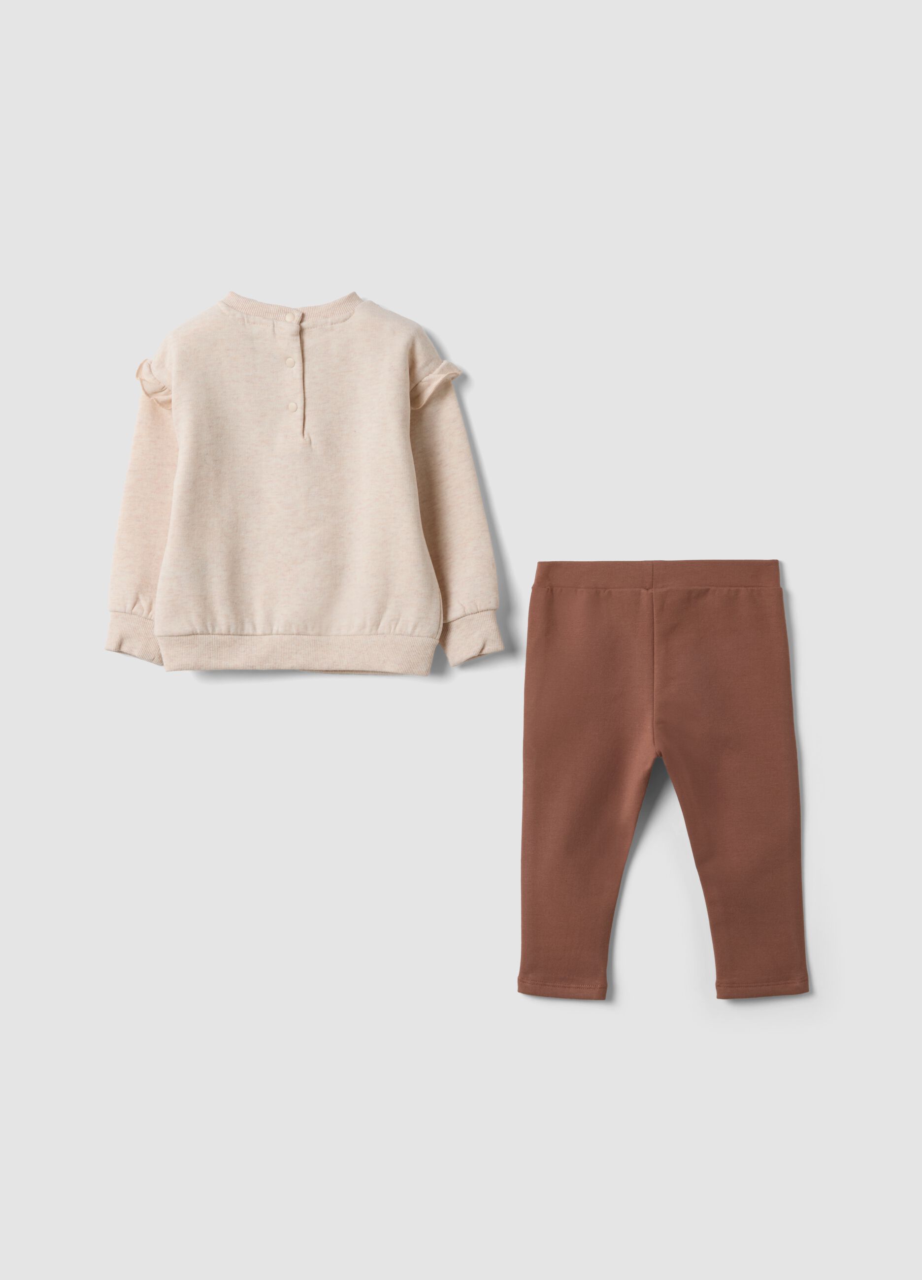 Completo jogging rosa in misto cotone organico con stampa Gli Aristogatti