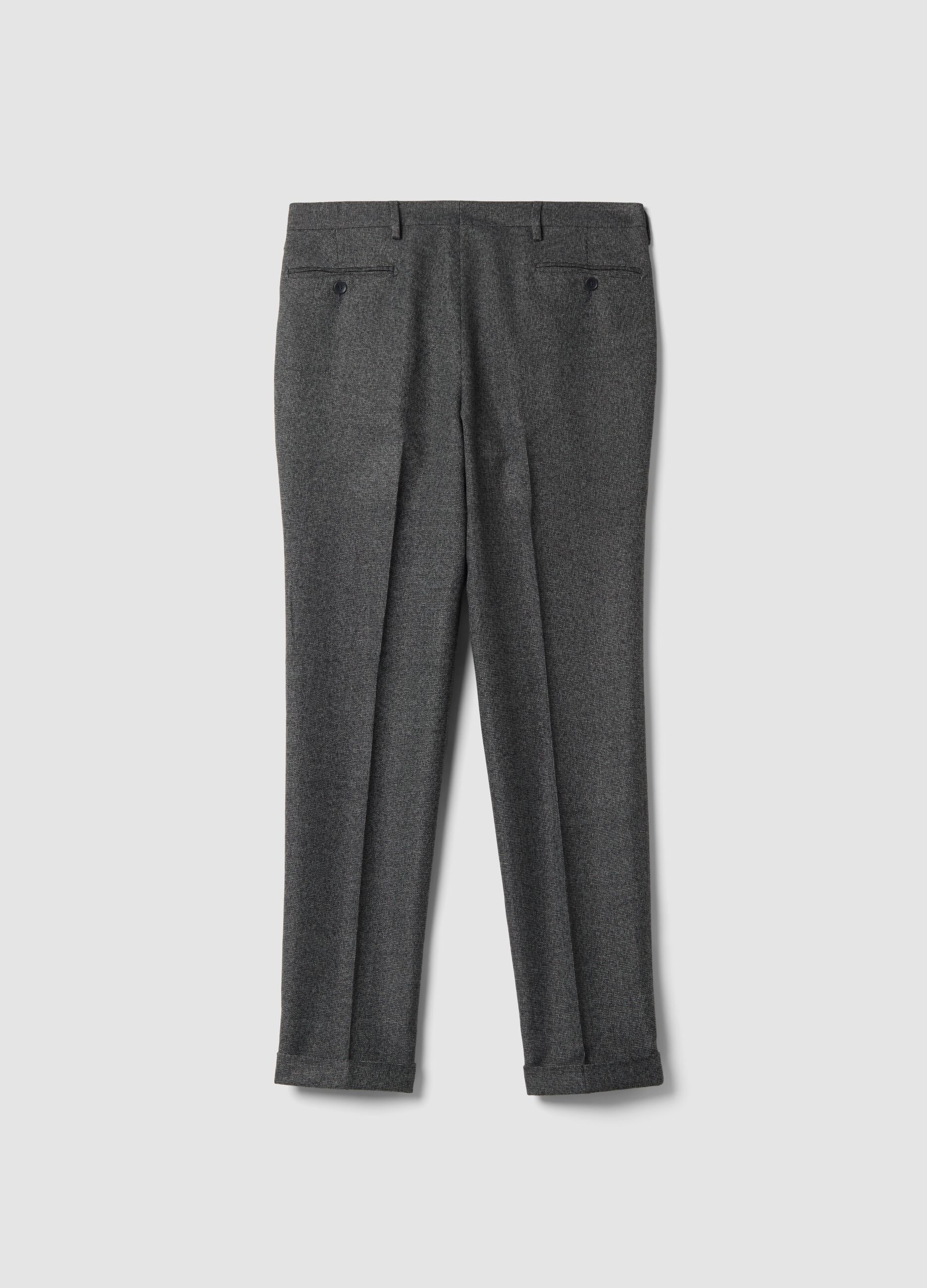 Grey slim-fit formal trousers in stretch viscose