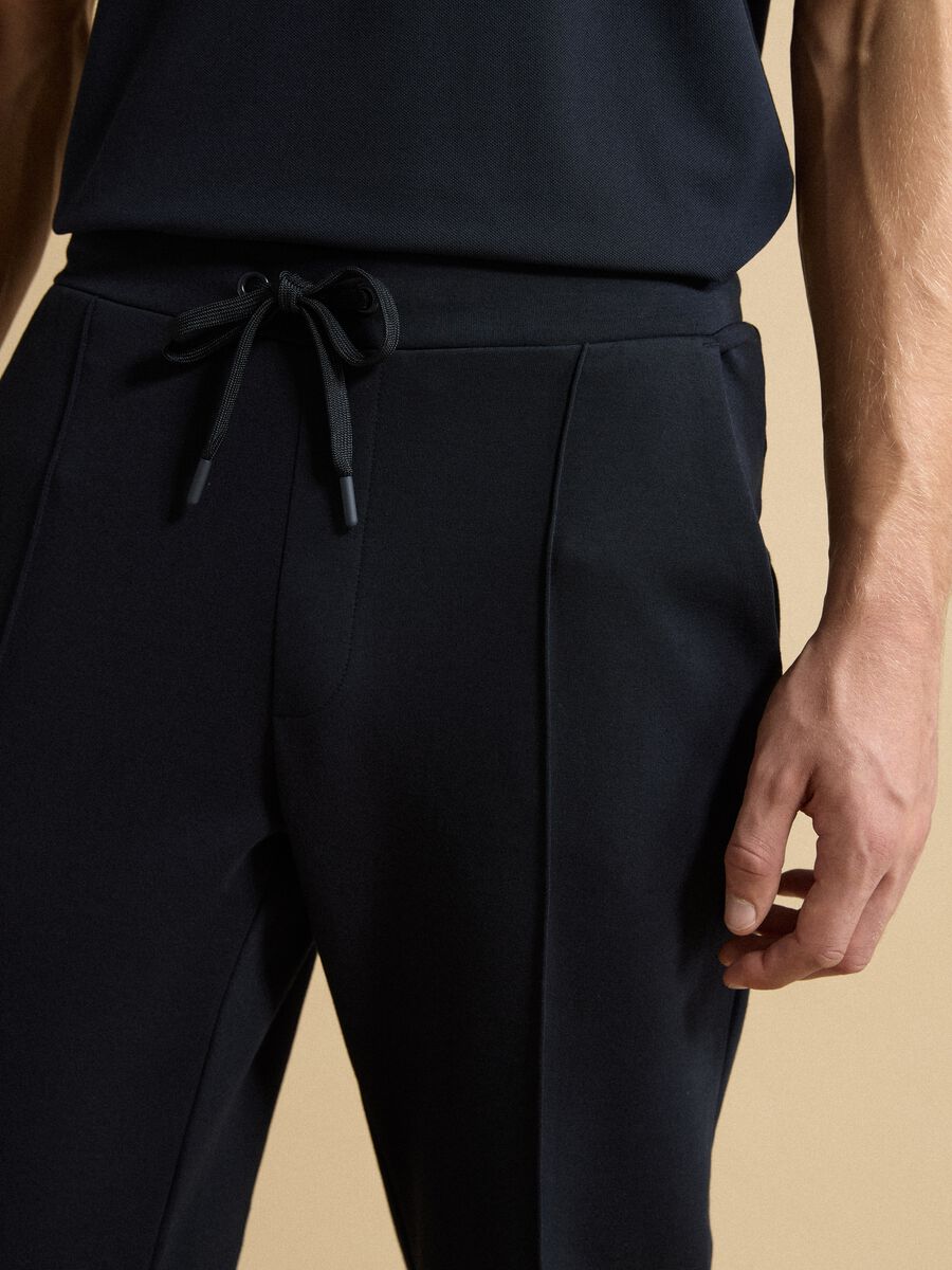 Blue regular-fit stretch cotton trousers_2