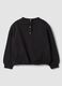 Black pure cotton crew-neck sweatshirt with rhinestones for baby girl_1