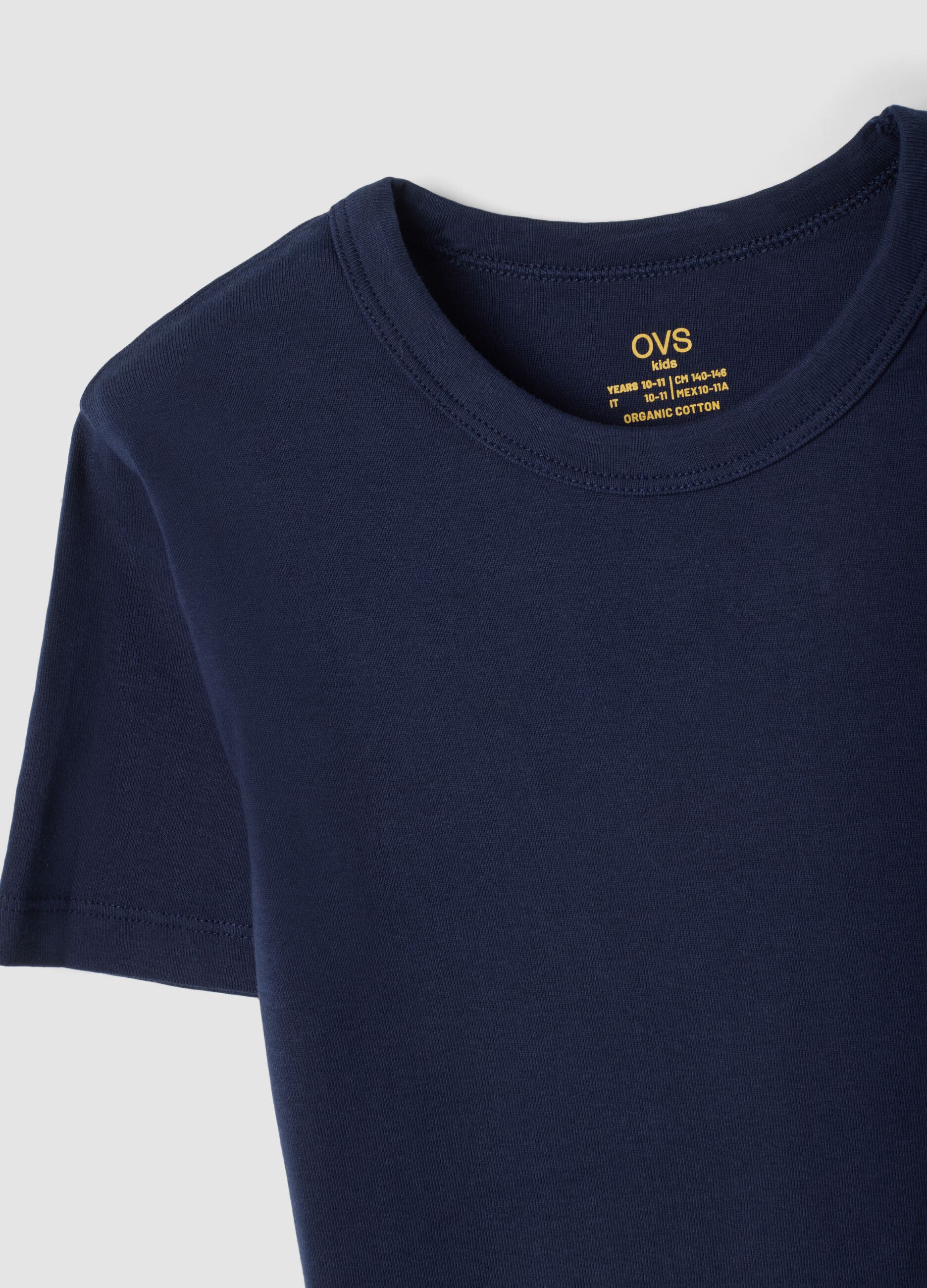 Bipack t-shirt blu e grigio in puro cotone organico girocollo