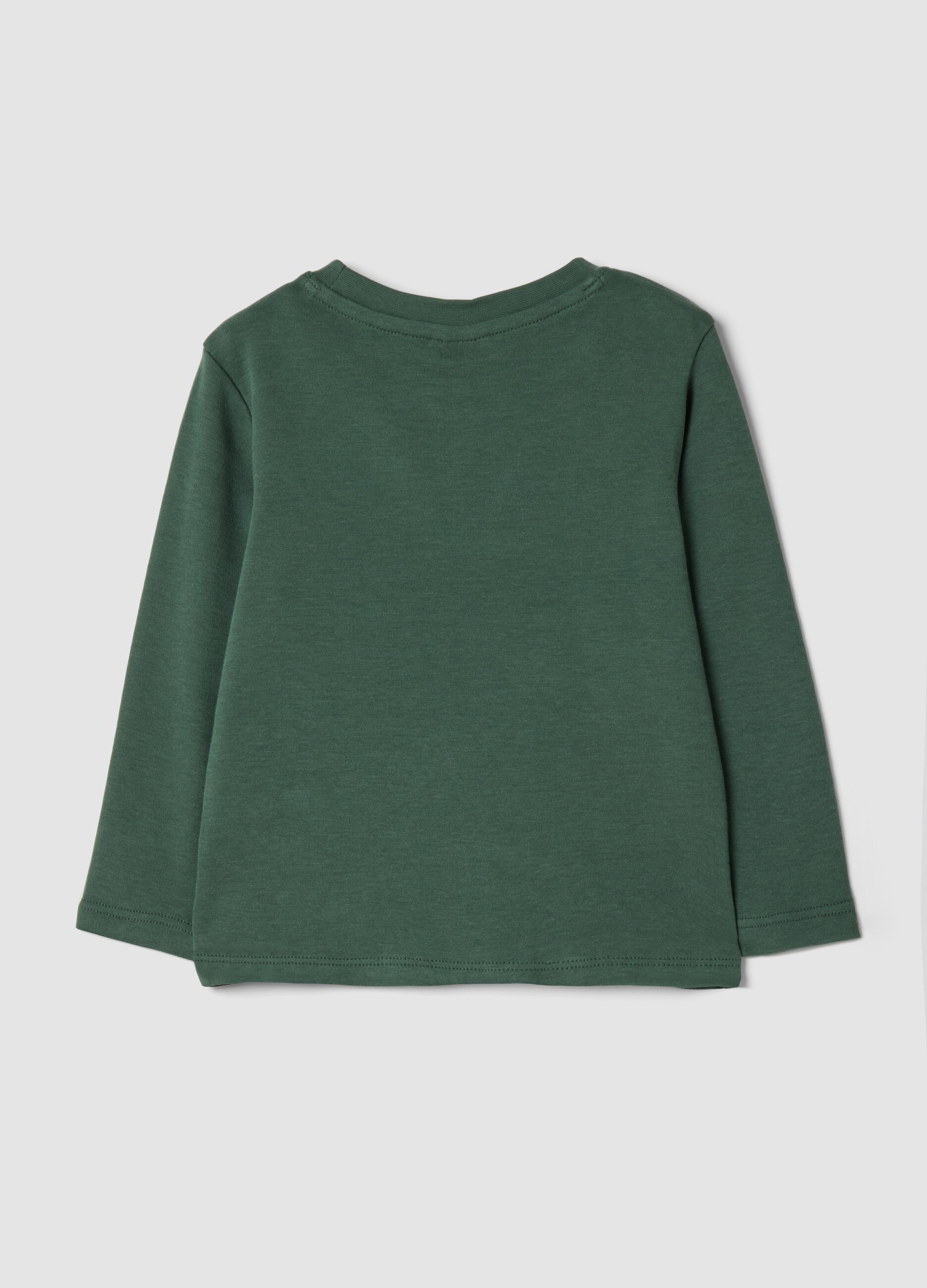 Maglietta verde in puro cotone organico con girocollo