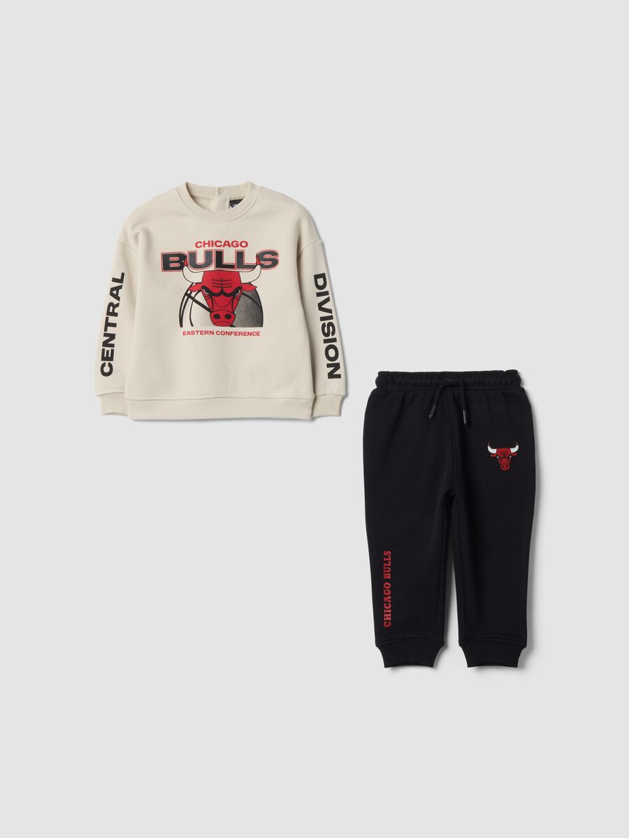 Completo jogging bianco in misto cotone con stampa Chicago Bulls_0
