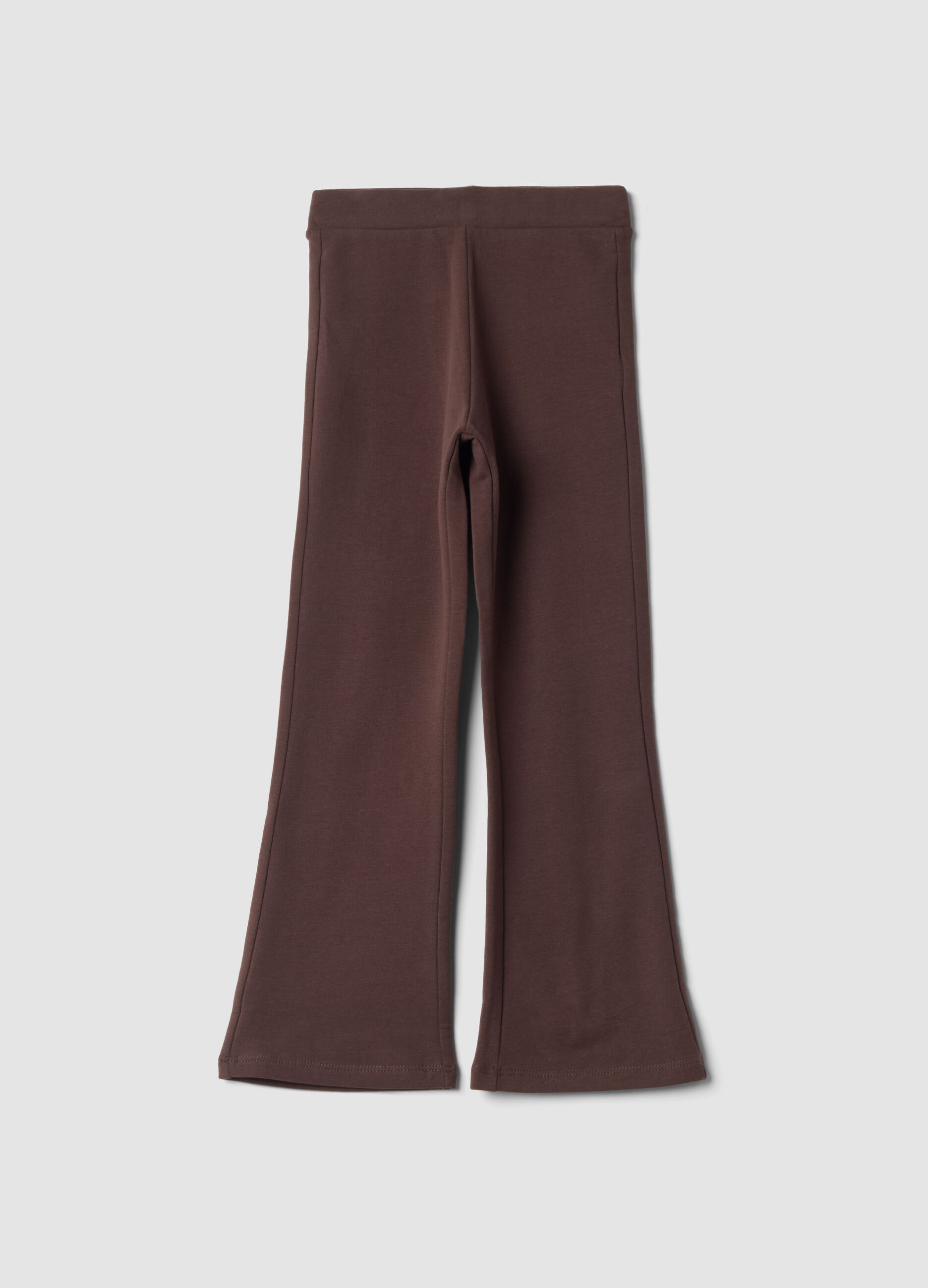 Brown flared leggings in stretch organic cotton